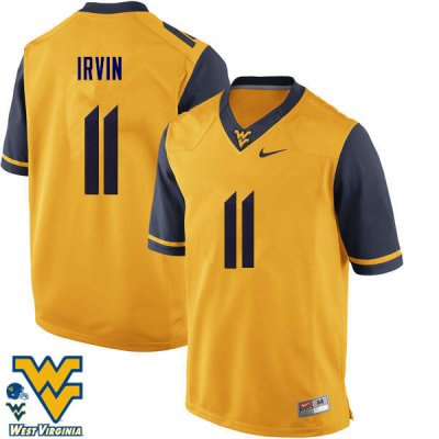 Men's West Virginia Mountaineers NCAA #11 Bruce Irvin Gold Authentic Nike Stitched College Football Jersey HO15X80XO